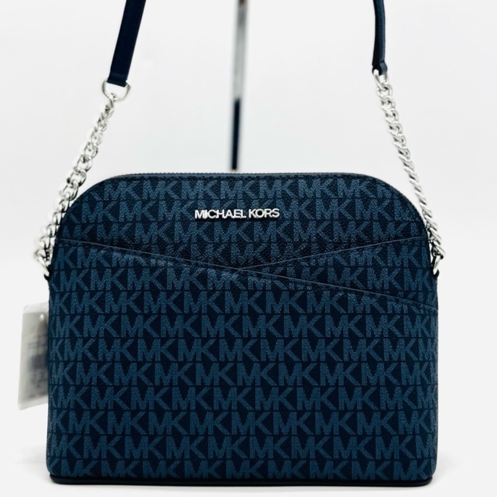 Michael Kors Medium Dome Jet Set Travel Xbody Bag Admiral Navy Blue - Picture 2 of 11